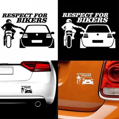 Autocollant de voiture en vinyle imperméable et amusant « Respect des motards »