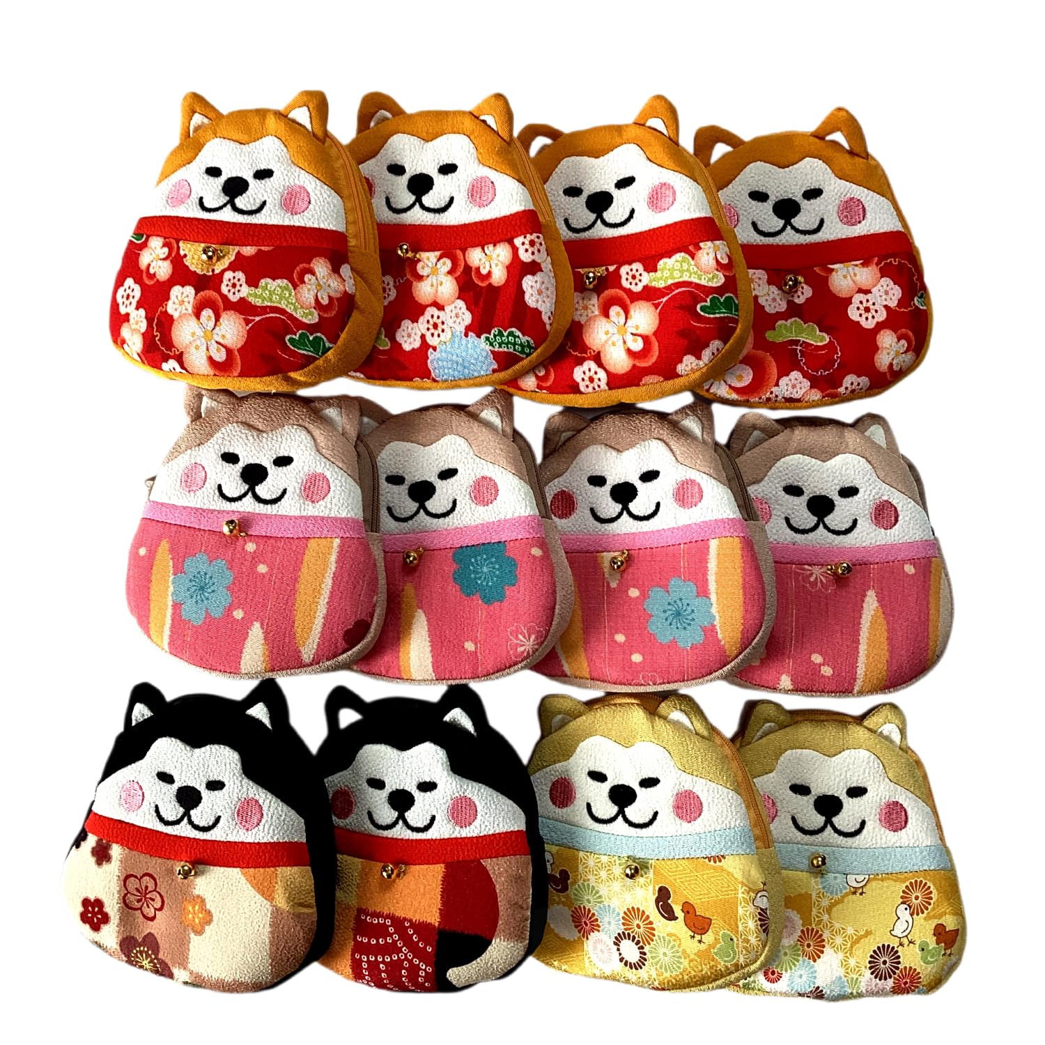 

Kyosuke Chirimen Cosmetic Small Accessory 12 x 12 x Set of Akita Inu Japanese Pattern Pouch, Small, Case, Approx. 3.5cm, 12, Pattern,