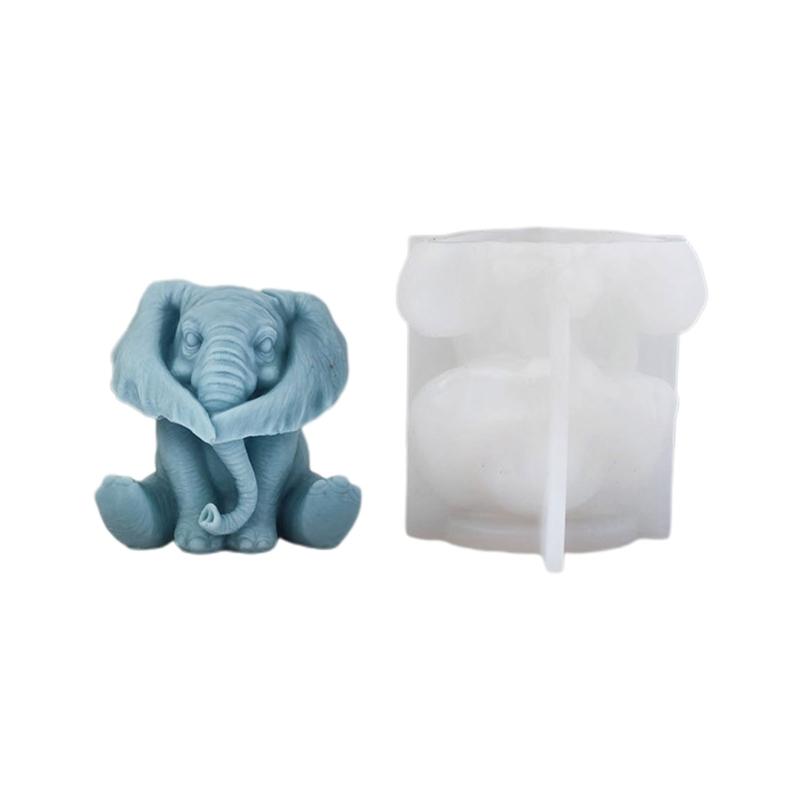 Silicone 3D Elephants Candle Molds Soap Resin Mould DIY Animal Aromatherapy Candle Mold Hand Craft for Home Party-Decor