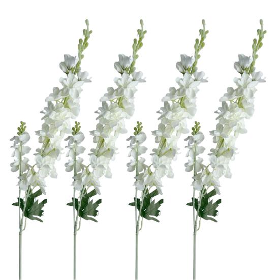 4 Pcs Artificial Delphinium Flower for Vase Filler 33.46 Inch Long Stem Fake Larkspur Flower Faux Silk Bouquet for Wedding Home Decor Floral