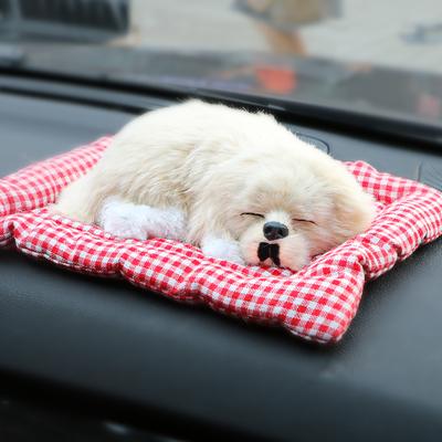 Adorno para Coche ABS Felpa Perros Decoración Simulación Juguete Perro Dormido Decoración Salpicadero Automóvil Adornos Lindos Accesorios para Auto