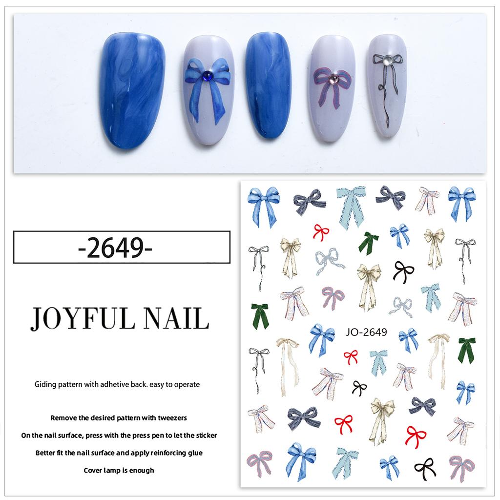3D Ribbon Cute Silk Bowknot Nail Art Stickers Siders Self-Adhesive Kawaii Nail Decals Decoration DIY Manicure Accessories