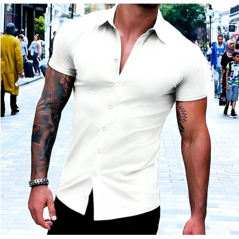 Summer Men's Short Sleeved Solid Color Shirt Youth Fashion Home Casual Cardigan Shirts