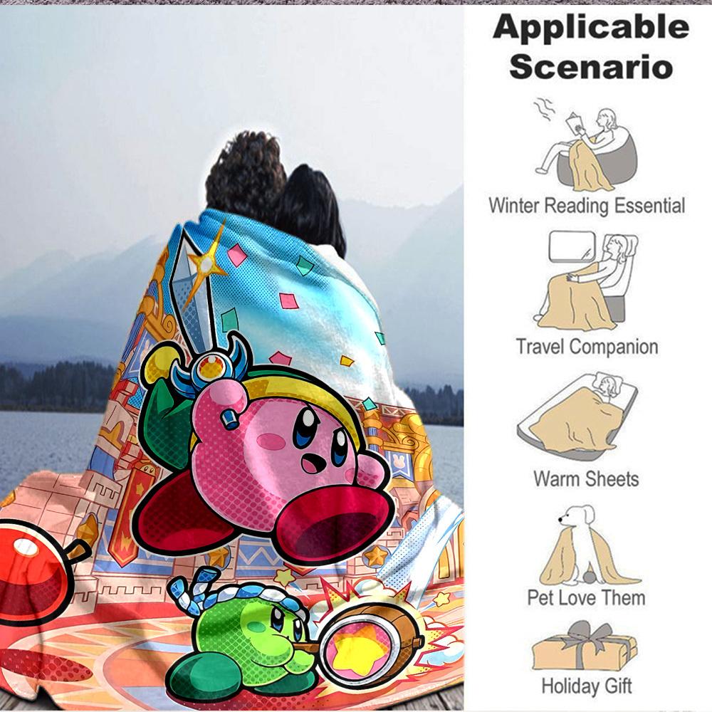 1pc Kirby Soft Skin-Friendly Flannel Blanket with Digital Printing, Various Sizes Available for Family, Friends, Birthday