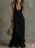 2026 Casual Bohemian Urban V-Neck Short Sleeve Ruffle Edge Vintage Dress Vacation Style
