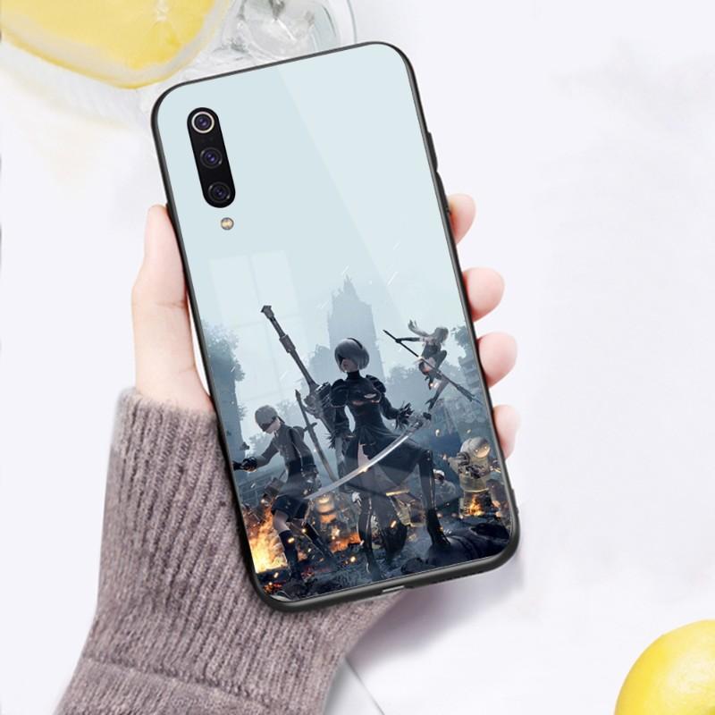 Cute Girl Nier Automata Phone Case For Xiaomi 12 11T 10 9 Redmi Note 11 10 10S Pro Redmi 9 9A 8 Black PC Glass Phone Cover