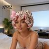 Wavy Hair Sleep Cap Leopard Print Sleeping Hat Bowknot 3D Cat Ear Decor Adjustable