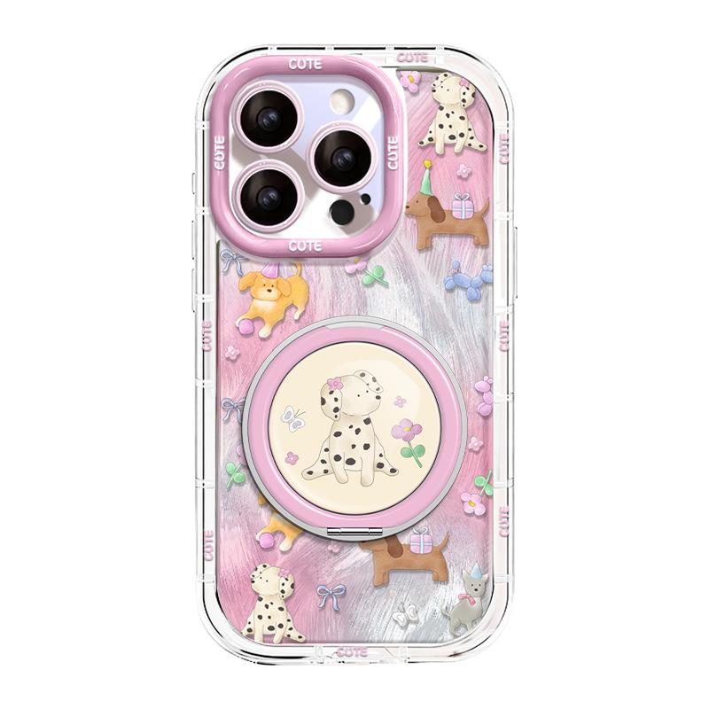Cute puppy for apple 16promax mobile phone case iphone17 feather yarn 16 fulcrum bracket 14 cartoon 13