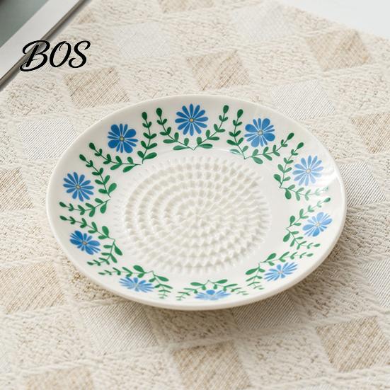 Ceramic Grater Plate Garlic Grinder, Multi-Functional Grating Plate, Manual Ginger And Cheese Zester Bowl, All-in-One Prep Mixing Serving Dish,