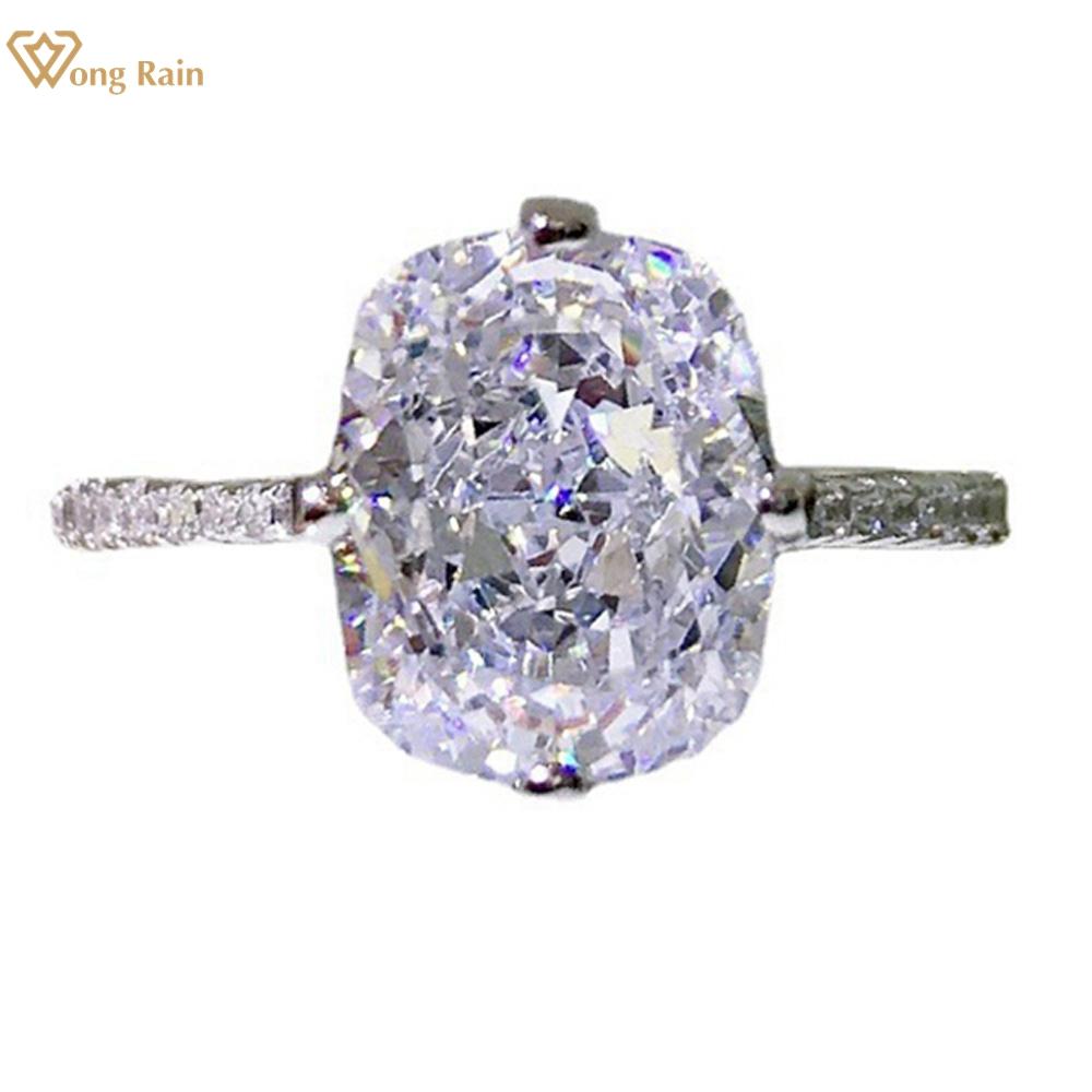 

Wong Rain Стерлинговое Серебро 925 пробы 8*10 мм Измельченный Лед AAAAA Циркон Драгоценный Камень Свадебное Обручальное Кольцо Ювелирные Изделия Рождественский Подарок US 5 белый