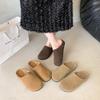 Comfortable casual shoes platform-soled bag head half slippers velvet Boken shoes loafers autumn and winter wear soft-soled single shoes women's shoes