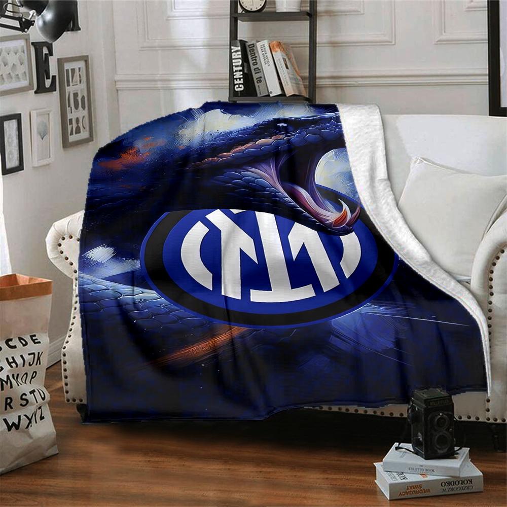 Inter Milan Theme Printed Blanket - Perfect for Couch, Bed, Travel & Outdoor Use | Machine Washable, Cozy & Durable.