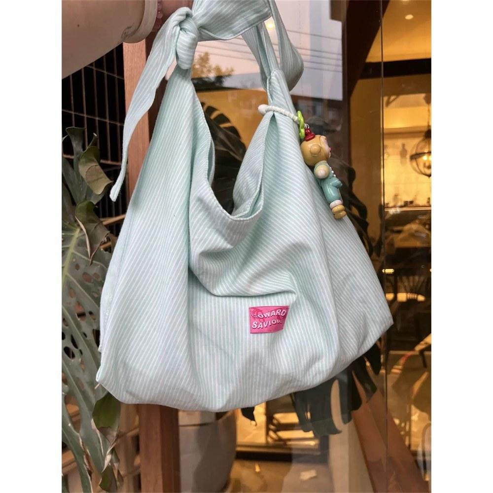 Large Capacity Mint Green Tote Bag New Lazy Canvas Bag Simple Commuter Shoulder Messenger Bag