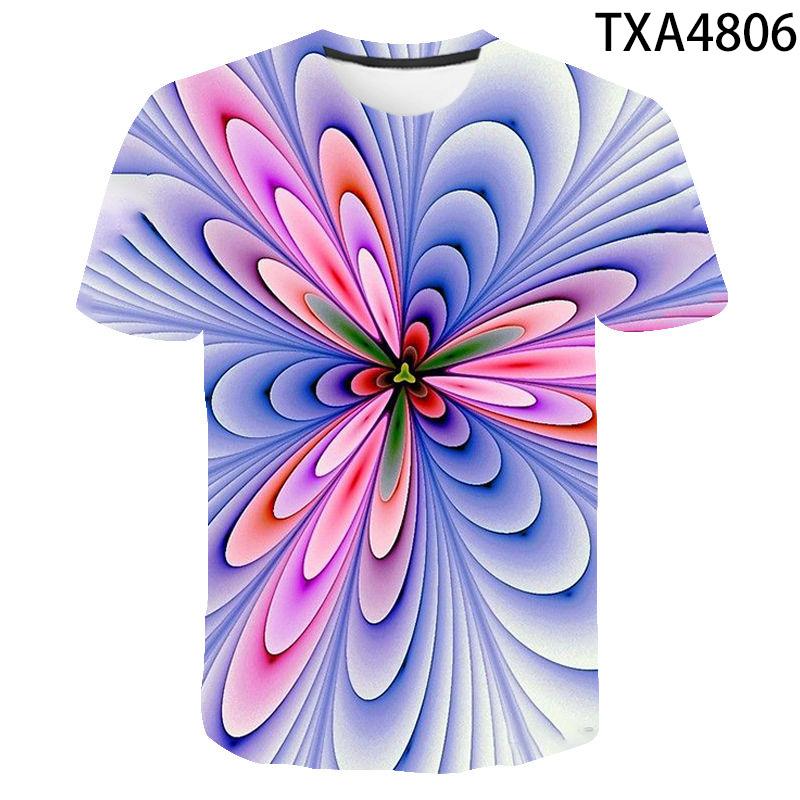 Fashion Short Sleeve Laser Line Vertigo Effect 3D Printed T Shirt Men Women Children Streetwear Boy Girl Kids Short Sleeve Tops XXS