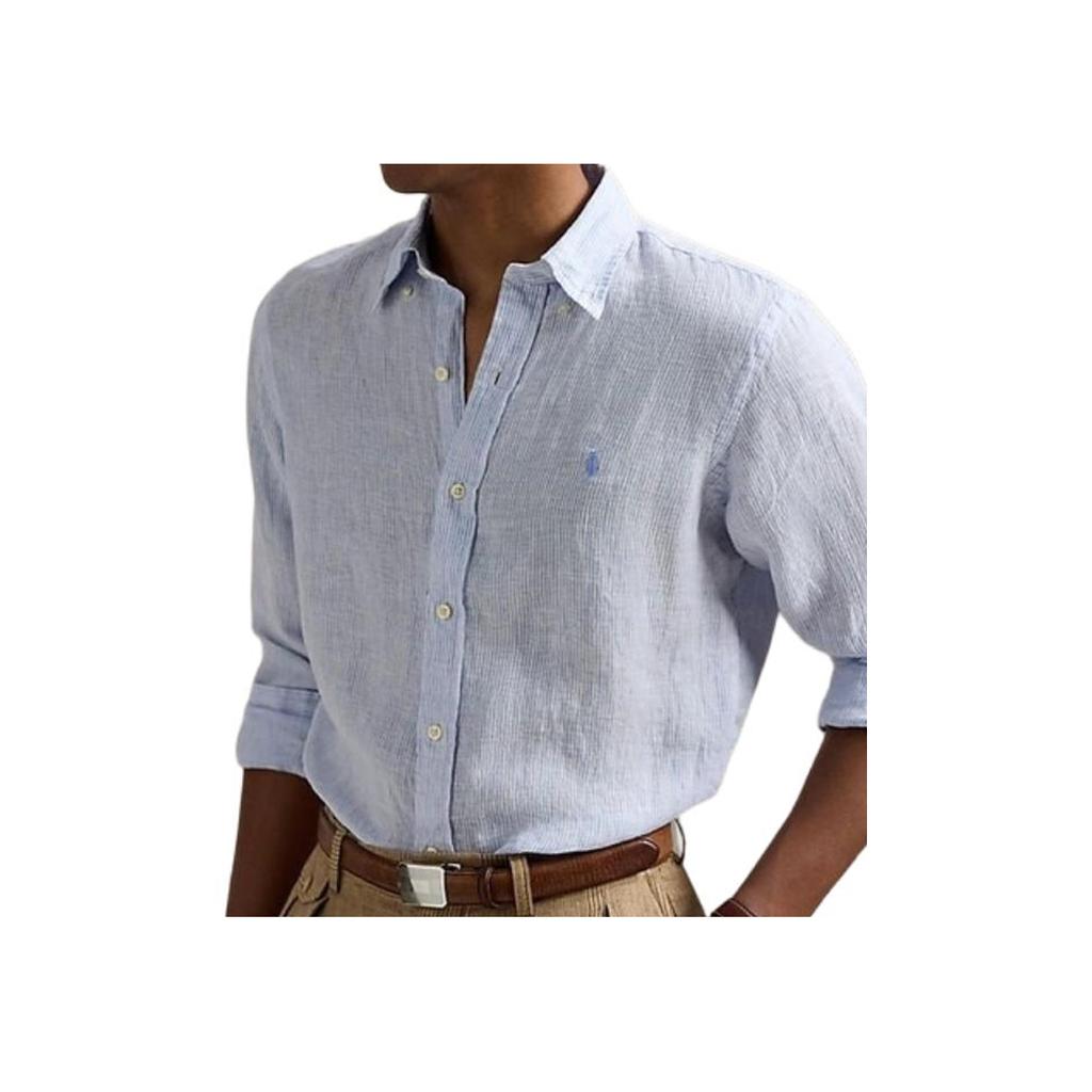 Polo Ralph Lauren Solid Color Single-Breasted Long Sleeve Shirt Men shirts Light-Blue MNPOWOV16824418400