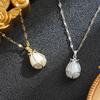 Elegant 2026 Mori Style Flower Pendant Necklace with White Agate