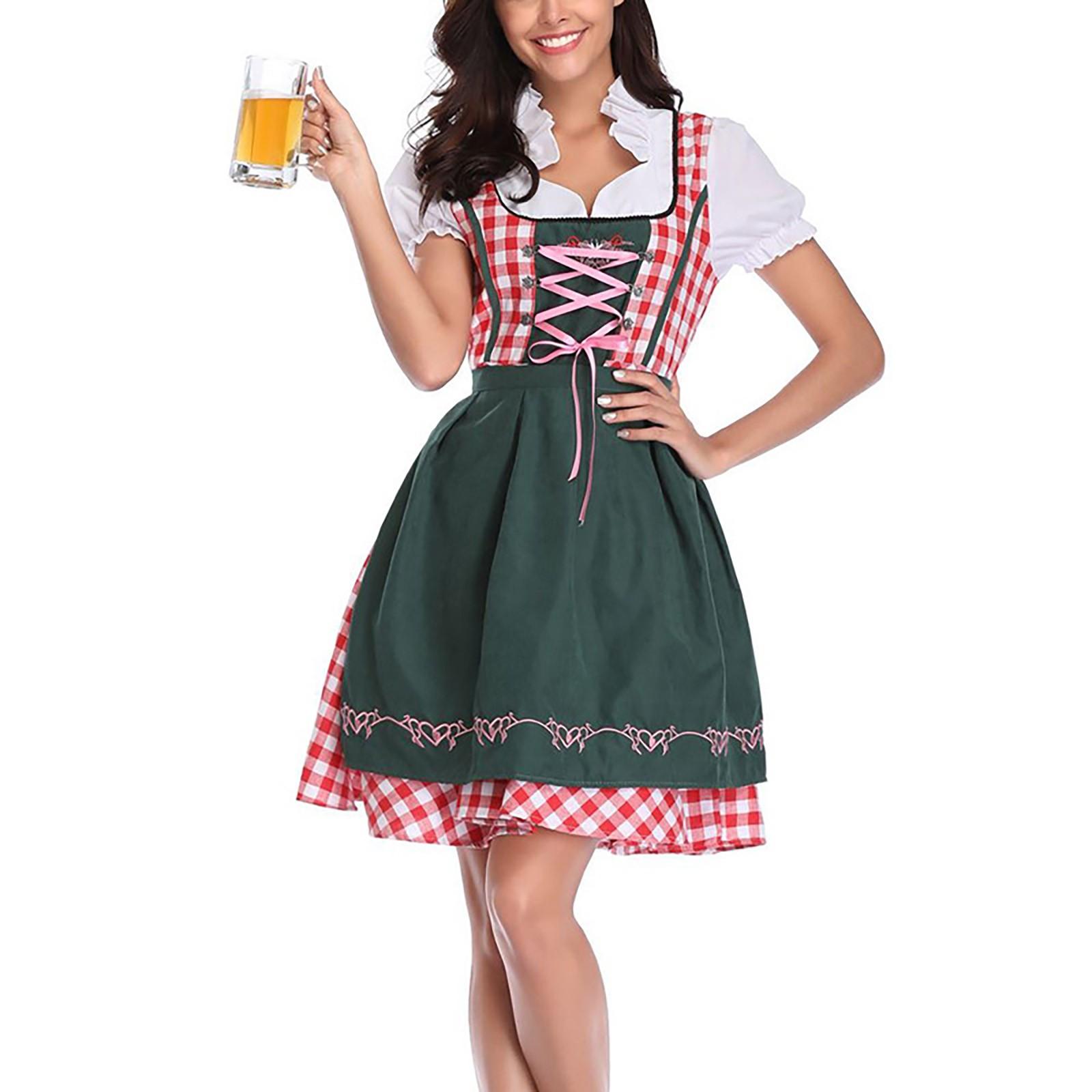 

Октоберфест женское платье с коротким рукавом и глубоким вырезом L темно-зеленого