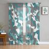 Blue Camouflage Printed Sheer Tulle Curtains for Bedroom Living Room Balcony Outdoor Summer Home Decor