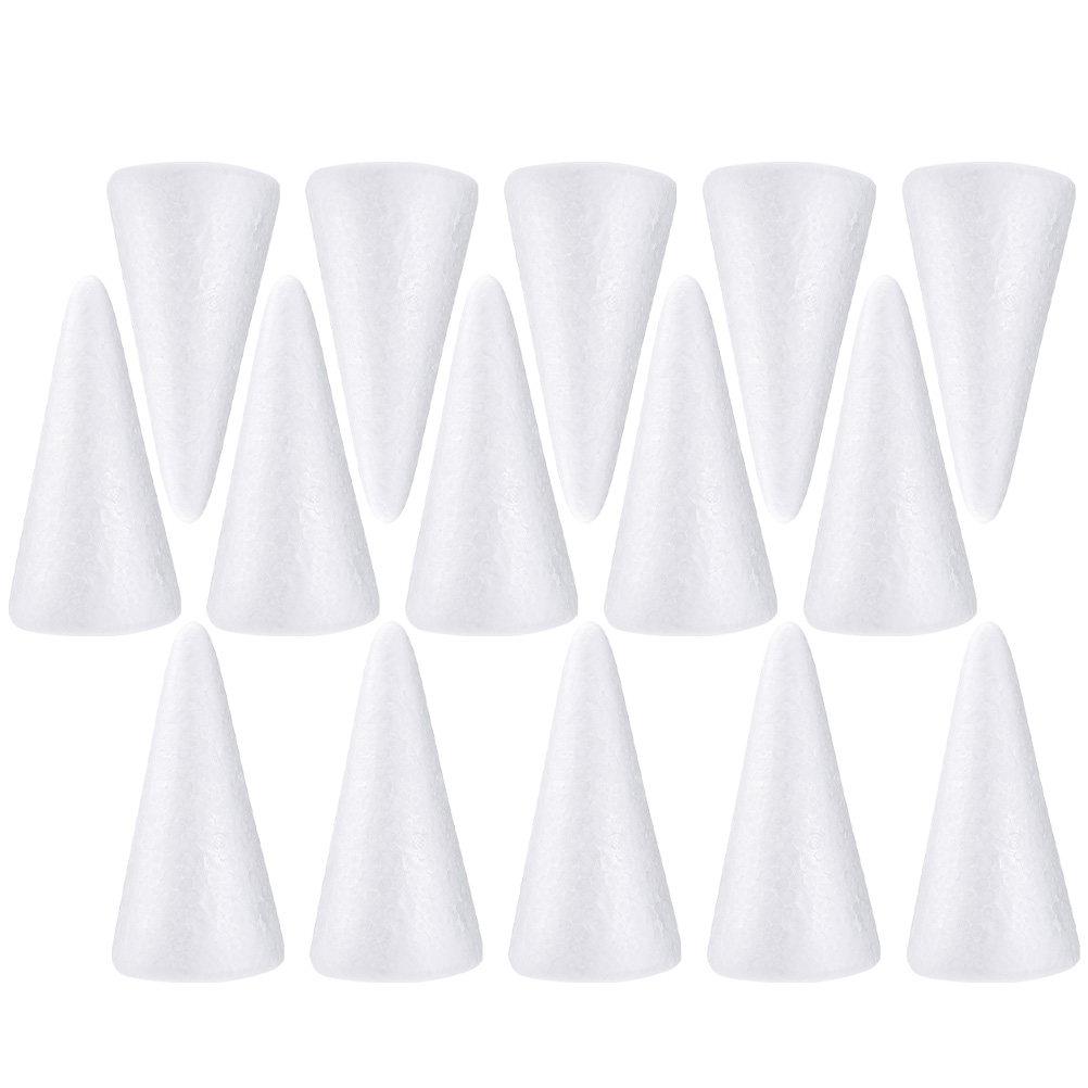 10Pcs Foam Cones for DIY Crafts White Polystyrene Cones Kids Preschool Kindergarten Church Home Art Projects Painting Gluing