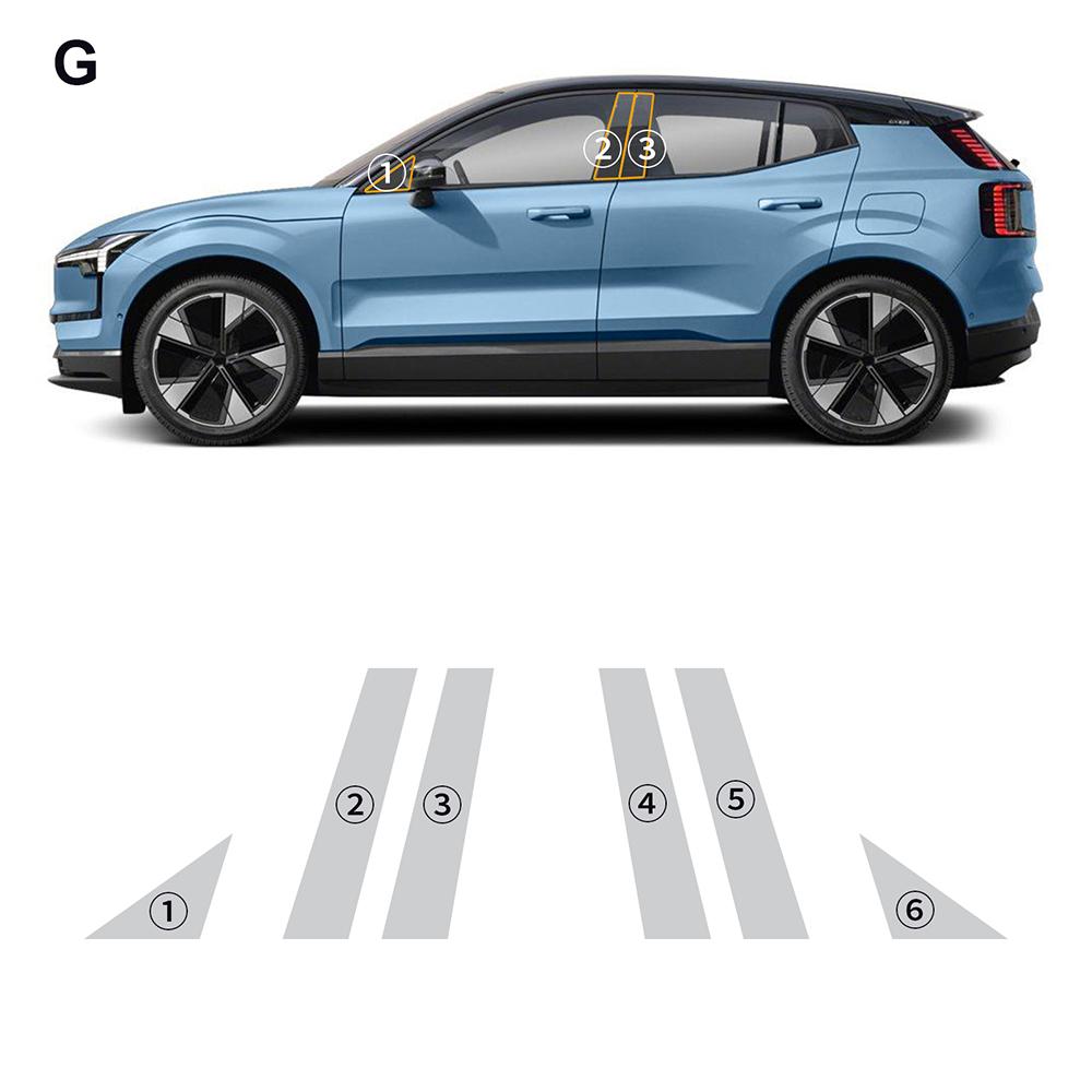 Protective Film for Volvo EX30 2023 2024 2025 TPU Anti-Scratch B Pillar Rearview Mirror Cover Transparent Black Smoke