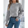 European American Style Solid Plaid Long Sleeve Pullover Sweater Women