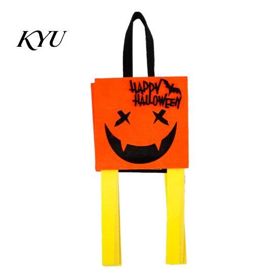 Portable Candy Storage Containers Halloween Felt Trick or Treat Bags, Cartoon Owl Bat Devil Pumpkin Kids Durable Pails Handheld Tote Reusable