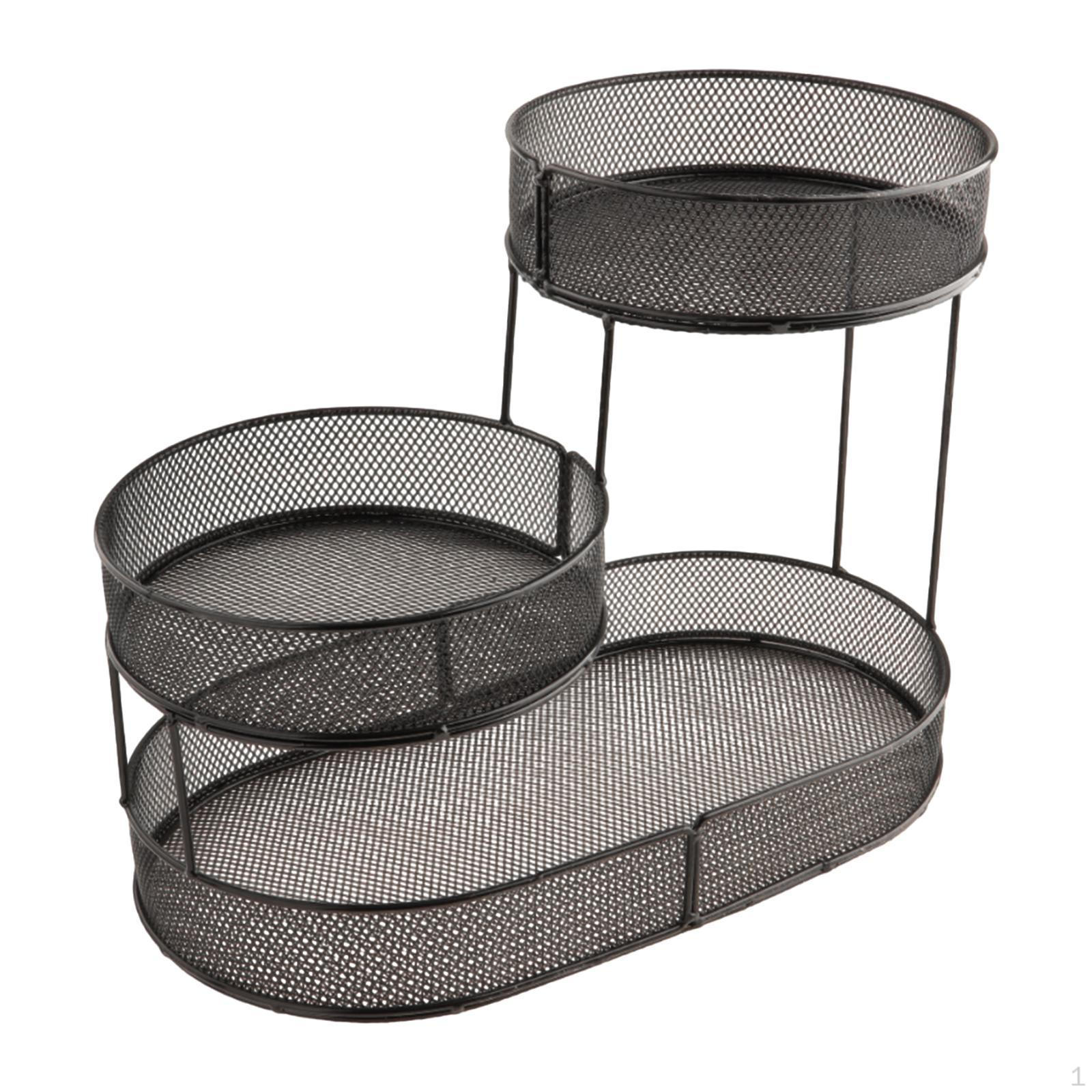 

3-х уровневый держатель для фруктов на столешницу, стеллаж для хранения овощей, большая вместительная сервировочная стойка чёрный