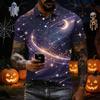Men's Short Sleeve Halloween Print Shirt for Casual Wear and Halloween Parties
