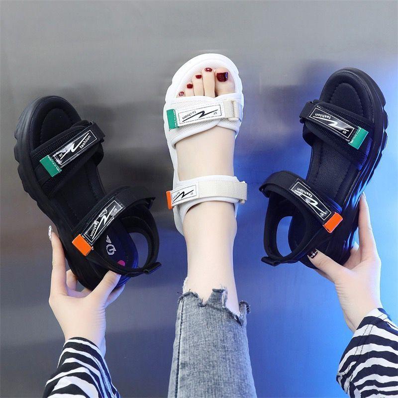 Campus Style Sports Sandals Women's Summer 2025 New Comfortable Flat Bottom Student Casual Soft Sole Velcro Beach Shoes