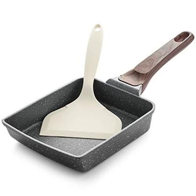 SENSARTE Tamagoyaki Frying Pan Spatula 18cm15cm IH Gas Compatible Marble Coating PFOA Free One Year Warranty Gray Easy Clean High Heat Efficiency Grip