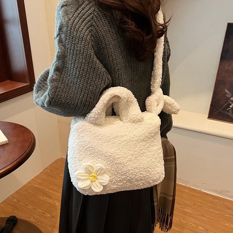 Bag Women's New Fashion Plush Bag In Winter Small Fresh Hand Carry Wool Bag One-shoulder Crossbody Large-capacity Bucket Bag