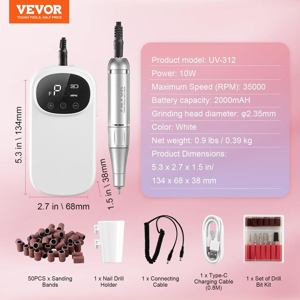 Electric Rechargeable Nail Drill 35000RPM Cordless Nail E File Machine