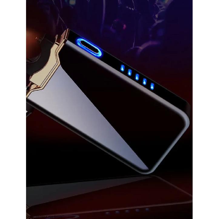 High End Luxury New Ignition Arc USB Electric Lighter Metal Rechargeable Cigar Lighter Battery Display Big Flame Lighter Gift