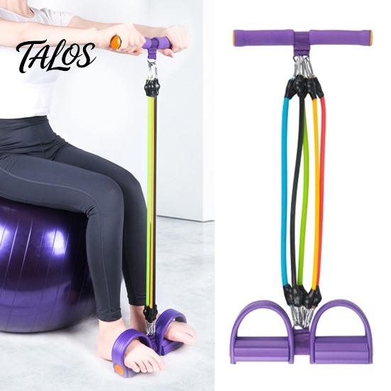 Core Strength Trainer Multifunction Tension Rope Elastic Yoga Pedal Puller Resistance Band with Non-Slip Handle Leg Stretching Home Fitness Equipment