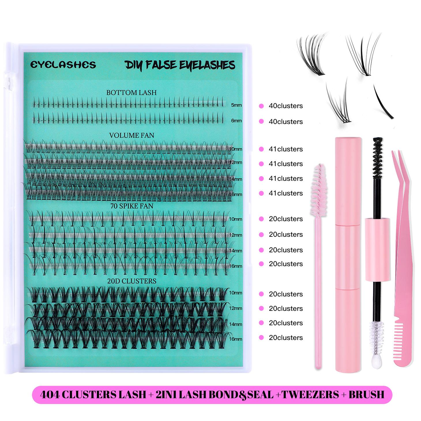 

DIY Lash Extension Mix Styles Lash Clusters Індивідуальний засіб для видалення Пінцет Пензлик для вій для самостійного нанесення макіяжу DIY-SET-222 рожевий