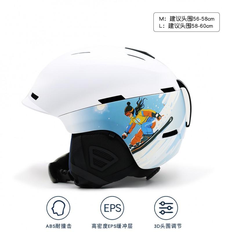 Adult Ski Helmet Snowboarding Alpine Skiing One-Piece Molded Adjustable Fit Windproof Warm ABSPCEPS