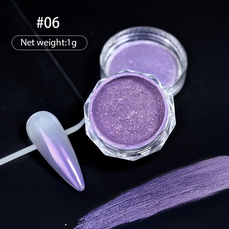 1Bottle White Chrome Pearl Nail Powder Shine Glitter Shell Auroras Nail Dust Mirror Effect Pigment Manicure Nail Art Decoration