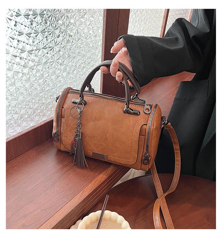 Borsa a tracolla Boston a cuscino retrò coreana - Borsa a mano da donna di grande capacità