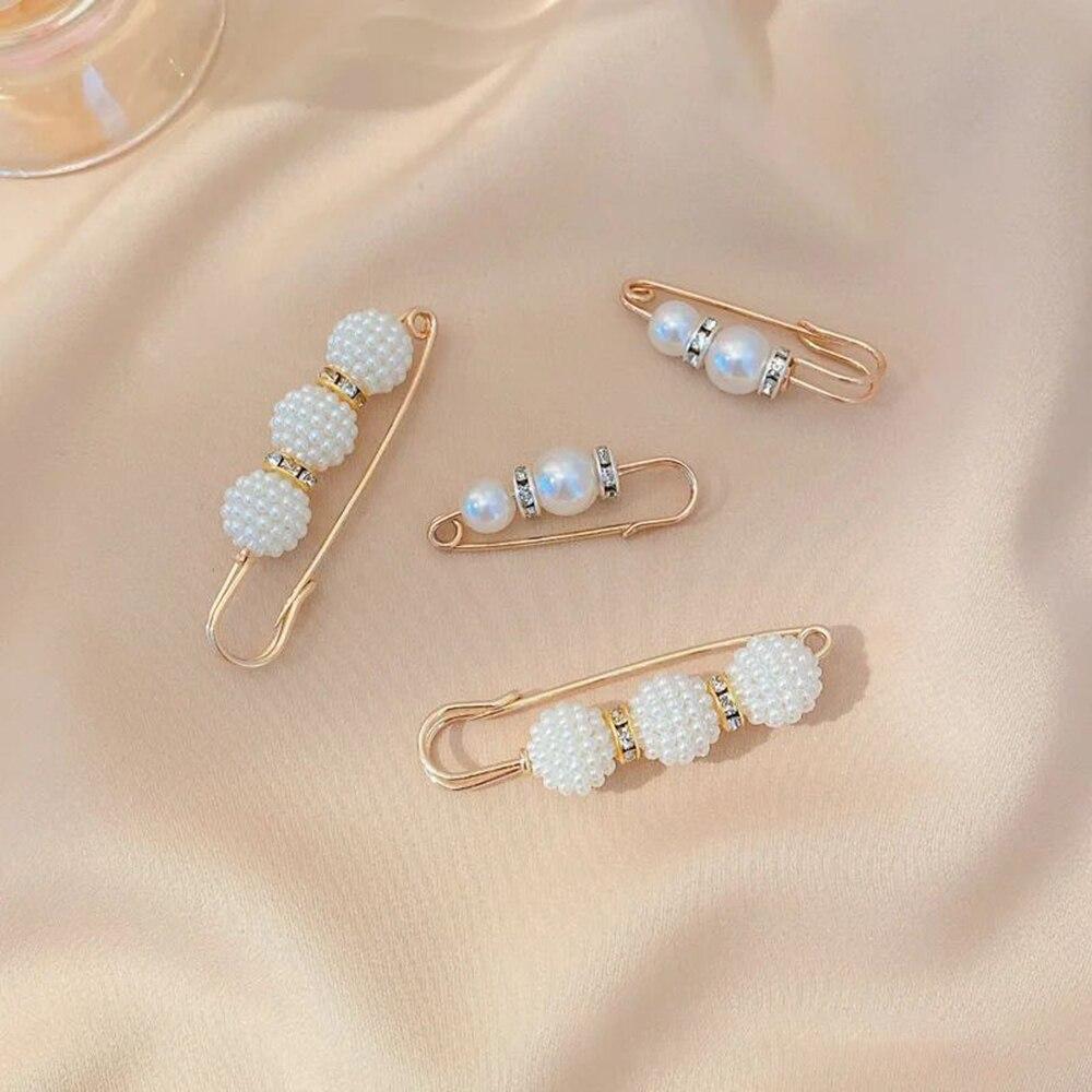 4PCS Waist Adjustment Uniform Clothing Extended Buckle And Waist Adjustment Buckle Pearl Broocated Fashion Decorative Accessorie