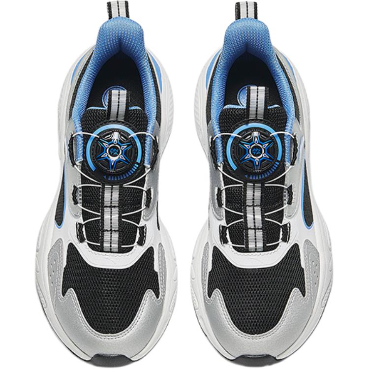 Anta Kids Mesh Fashion Comfortable Lightweight Shock Absorption Low Top Casual Shoes Kids Casual Shoes Black Silver White A12438801-2