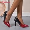 Fashion Aphixta 2024 10cm Stiletto Heels Gradient Transparent Bead Chain Pumps Women Shoes Patent Leather Ankle Strap Super Big 50