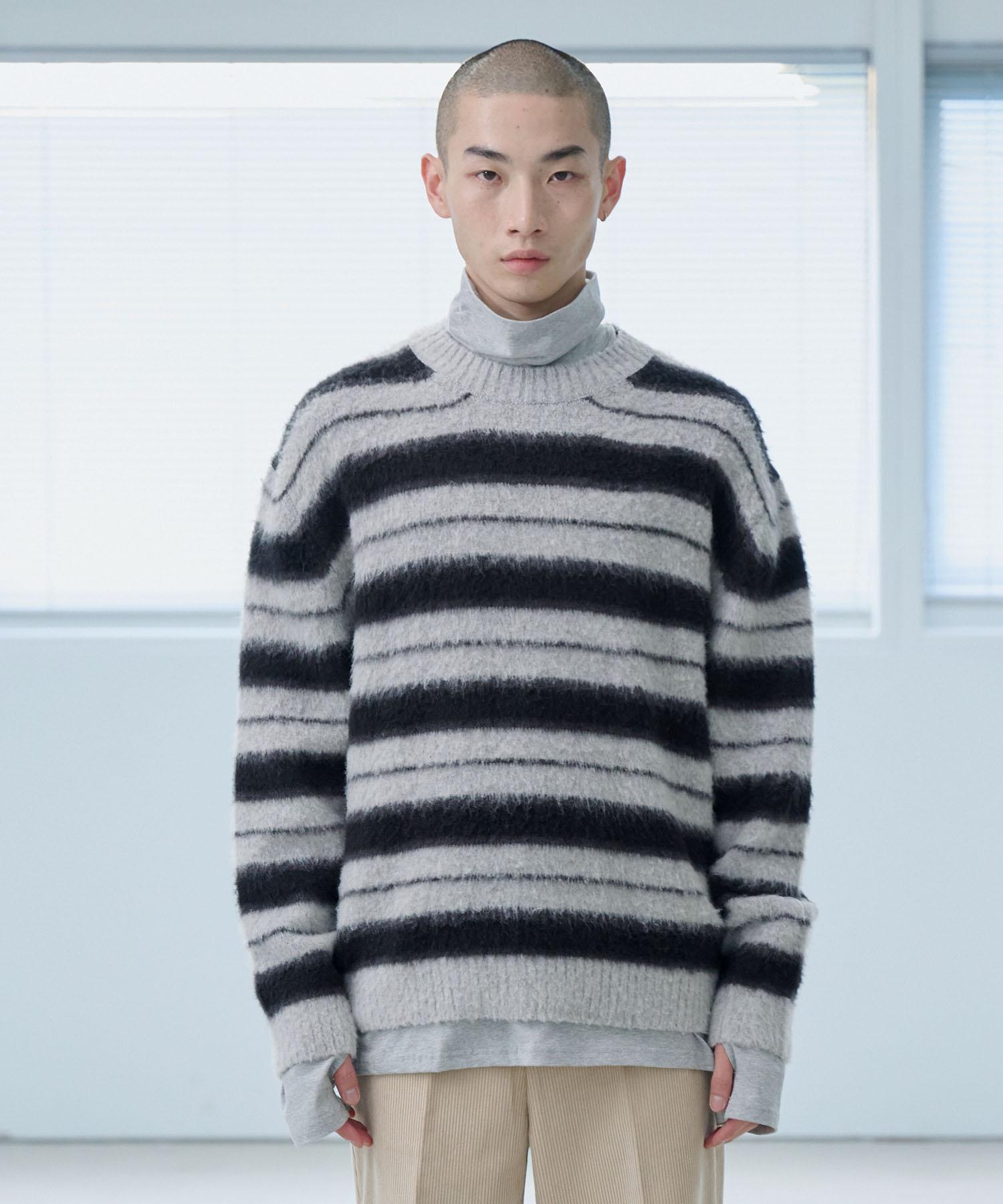 G Pleasy Striped Mohair Sweater Gray Grey/Free