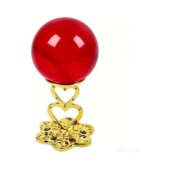 Crystal Ball K9 Red Ball Artificial Crystal 50mm with Base Feng Shui Ornament Entrance Good Luck Prayer Luck with Money Work Luck Love Luck Feng Shui