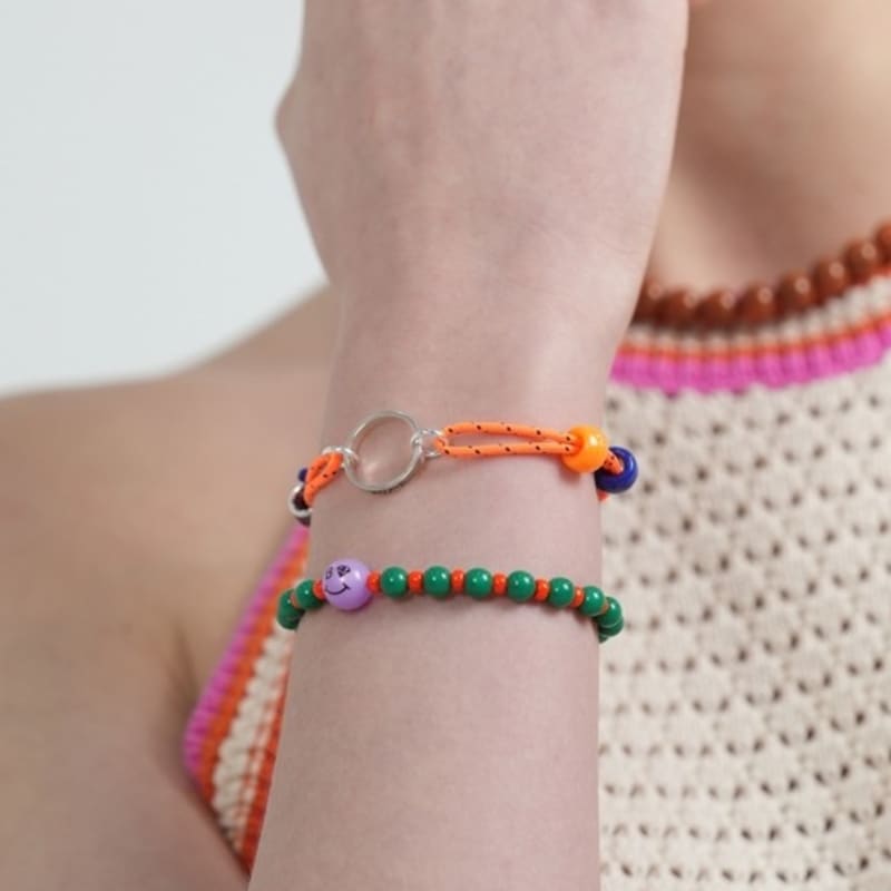 BONBEAU Vänlig initial silverring pärlor knut Armband Initial graverad silverring pärlor knutarmband vänskapsarmband