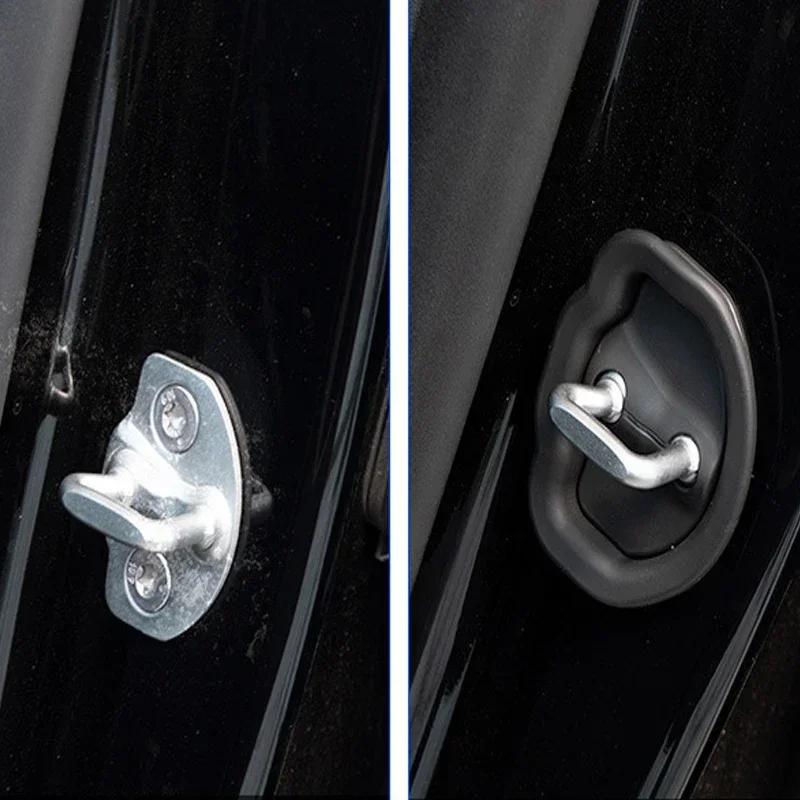 4pcs For Tesla Model 3/Y Car Door Mute Damping Cushion Silicone Door Lock Buckle Car Door Anti-collision Protective Cover