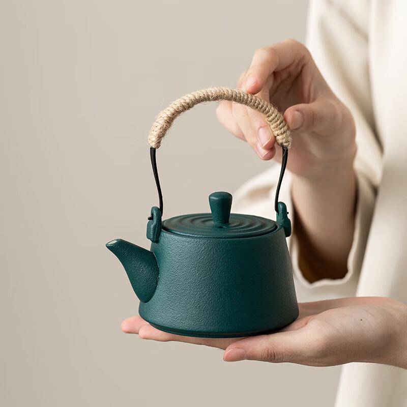 Ceramic Tea Set with Top-Handle Pot