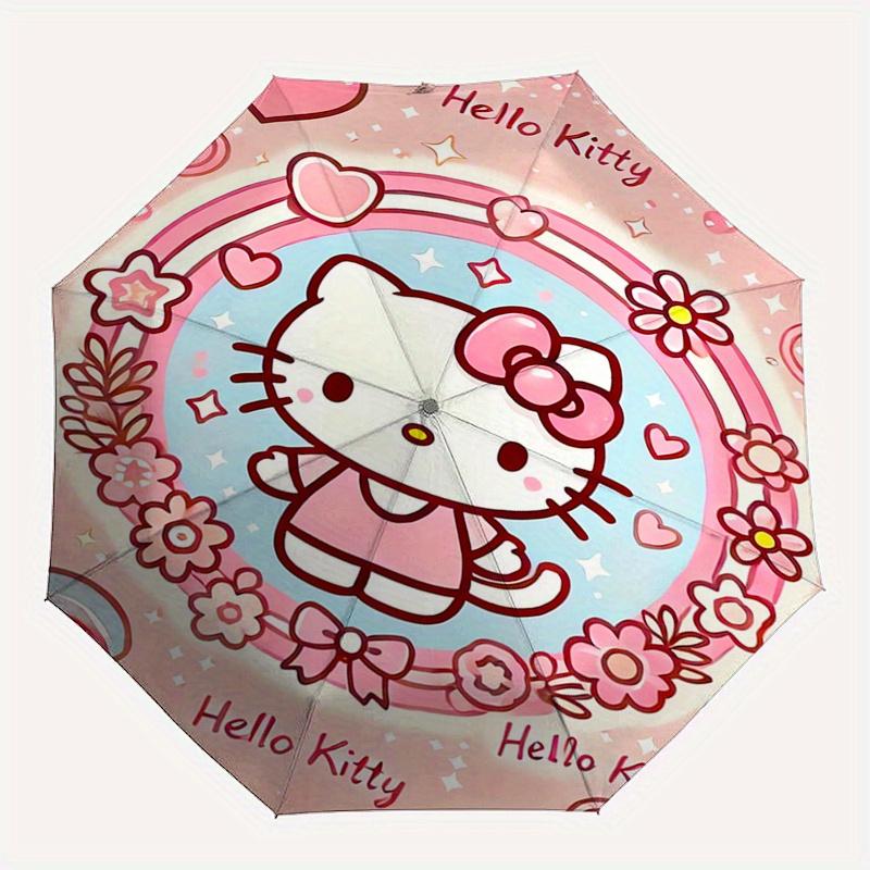 Hello Kitty,Cute Automatic Folding Umbrella-Simple 8-Rib Design, Bright Cartoon Pattern, Durable Iron Frame, Suitable For Travel, Outdoor, B