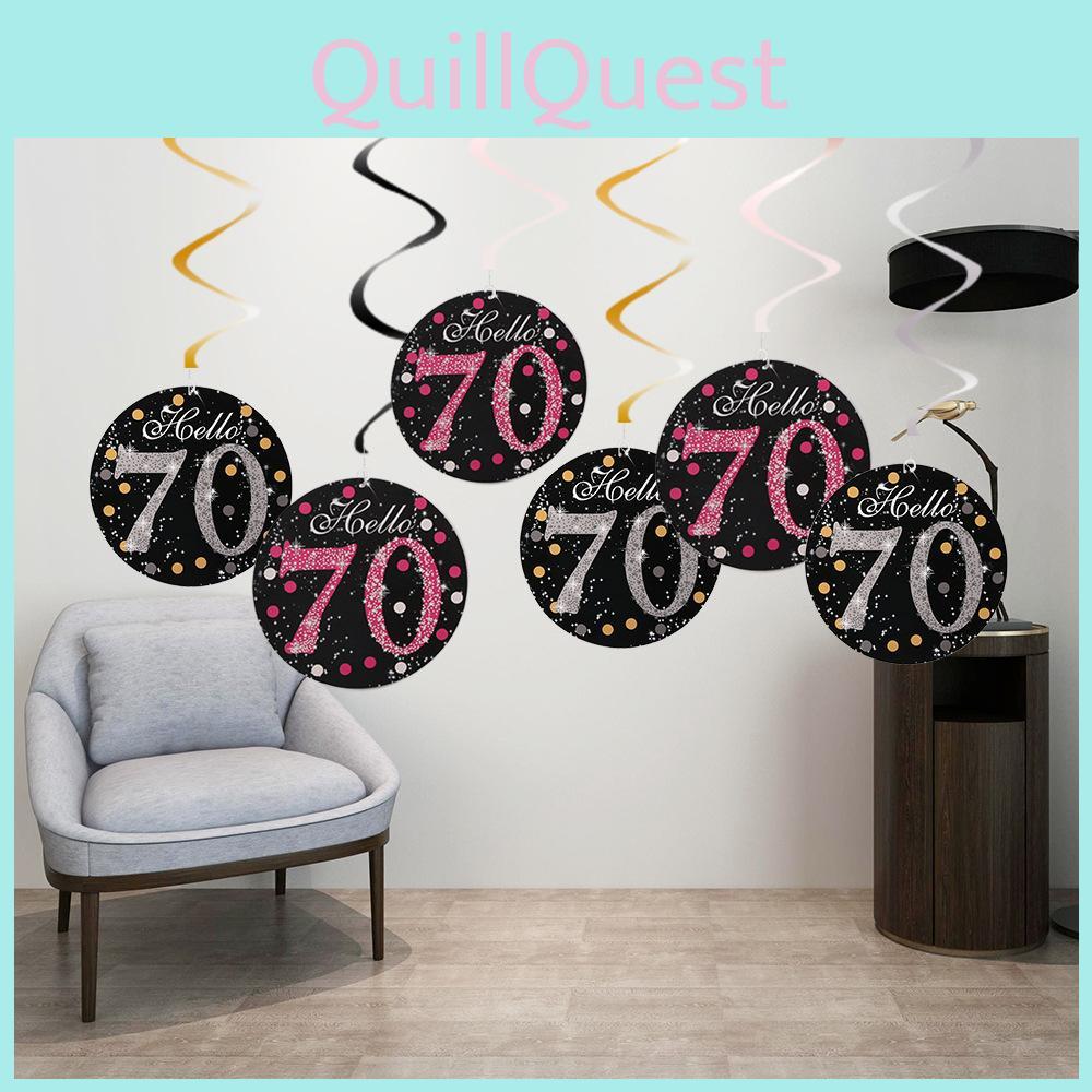 Elegante Spiral-Schwarz-Fuchsia 70. Geburtstag Feier Partydekorationen