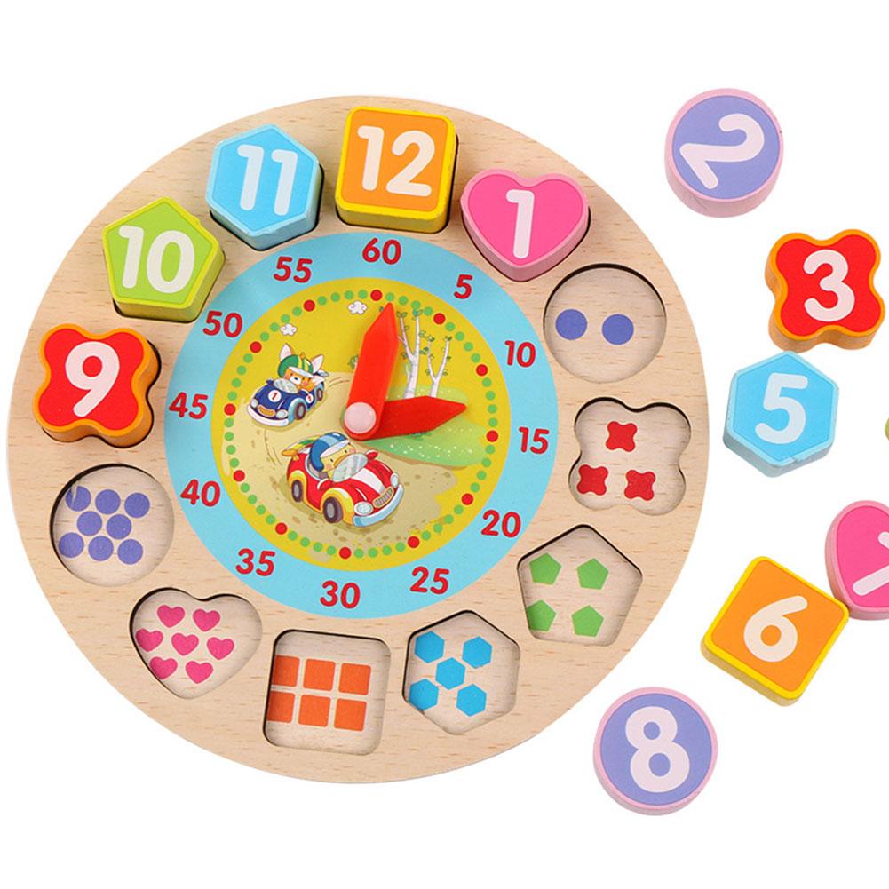 Wooden Puzzle Clock Toy Cognitive Digital Clock Wooden Watch Jigsaw Toys