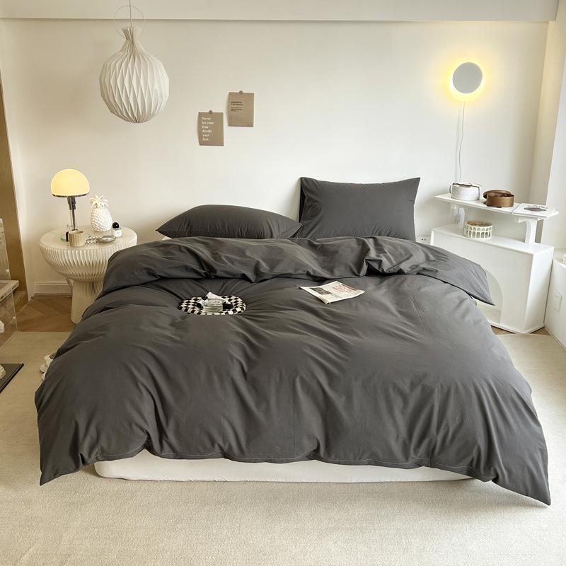 Ins Solid Color Washed Cotton Quilt Cover Single and Double Four Seasons Pure Cotton Quilt Cover